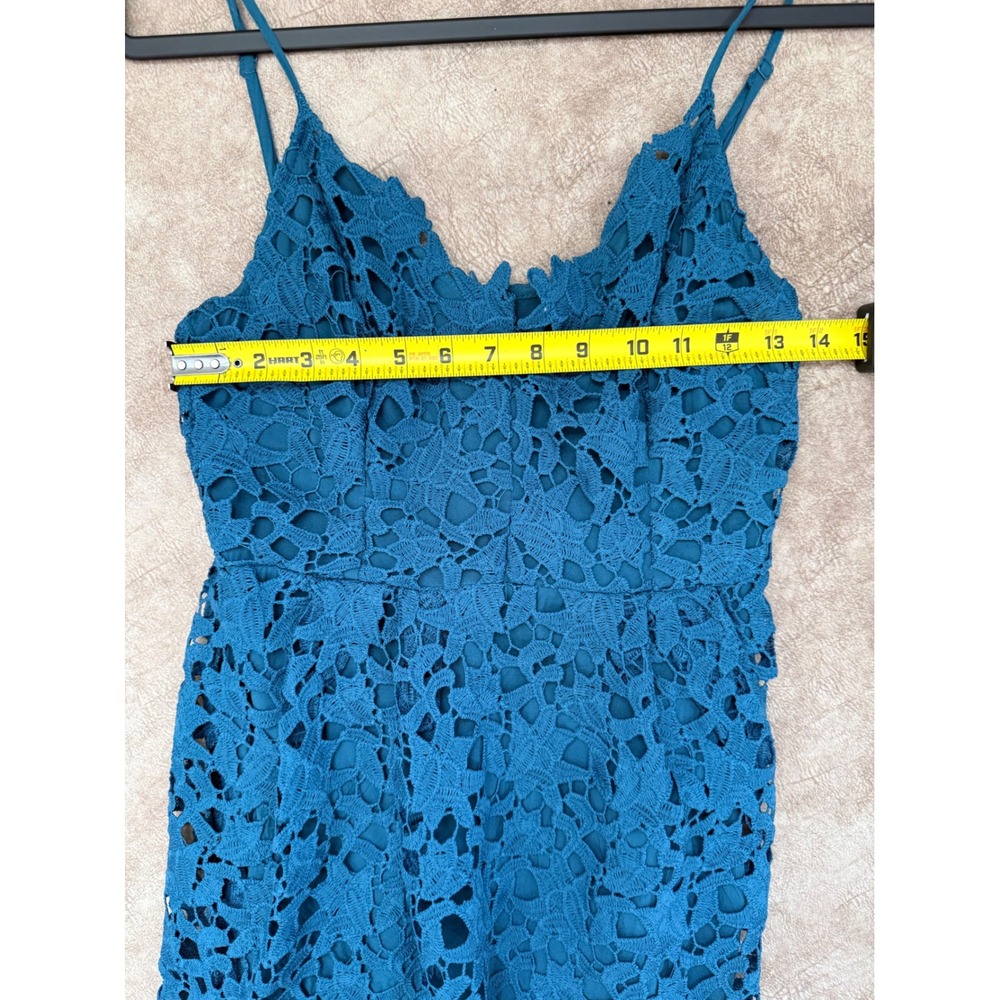 ASTR The Label Teal Blue Floral Lace Midi Dress Sleeveless Cami Wedding Guest M - Picture 8 of 12